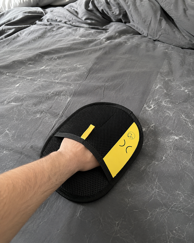 Fur pulled out of fabric by the FurGlide Pro mitt